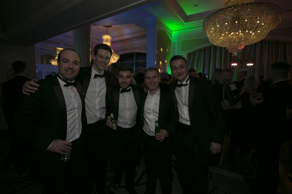 Gareth Broom, Oliver Wales, Daniel Moore and Oliver Wales with a client at The Negotiator Awards 2017 